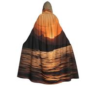 BYPPJGH Halloween Hooded Cape For Adult Mountain And Water At Sunset Full Length Cape Cloak Halloween Christmas Cosplay Costume For Men And Women