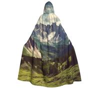 BYPPJGH Halloween Hooded Cape For Adult Mountains Scenery Full Length Cape Cloak Halloween Christmas Cosplay Costume For Men And Women