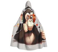BYPPJGH Halloween Hooded Cape For Adult Music Monkey Full Length Cape Cloak Halloween Christmas Cosplay Costume For Men And Women