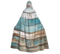BYPPJGH Halloween Hooded Cape For Adult Old Blue Color Wooden Plank Full Length Cape Cloak Halloween Christmas Cosplay Costume For Men And Women