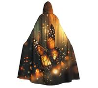 BYPPJGH Halloween Hooded Cape For Adult Orange Butterfly Full Length Cape Cloak Halloween Christmas Cosplay Costume For Men And Women