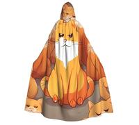 BYPPJGH Halloween Hooded Cape For Adult Orange Cats Full Length Cape Cloak Halloween Christmas Cosplay Costume For Men And Women