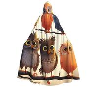 BYPPJGH Halloween Hooded Cape For Adult Owls Birds Full Length Cape Cloak Halloween Christmas Cosplay Costume For Men And Women