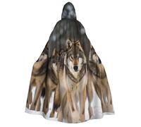 BYPPJGH Halloween Hooded Cape For Adult Pack Of Wolves Full Length Cape Cloak Halloween Christmas Cosplay Costume For Men And Women
