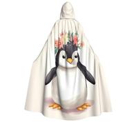 BYPPJGH Halloween Hooded Cape For Adult Penguin Wearing Flowers Full Length Cape Cloak Halloween Christmas Cosplay Costume For Men And Women