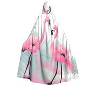 BYPPJGH Halloween Hooded Cape For Adult Pink Flamingo Full Length Cape Cloak Halloween Christmas Cosplay Costume For Men And Women