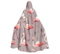 BYPPJGH Halloween Hooded Cape For Adult Pink Flamingo Pattern Full Length Cape Cloak Halloween Christmas Cosplay Costume For Men And Women