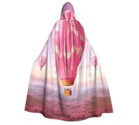 BYPPJGH Halloween Hooded Cape For Adult Pink Hot Air Balloon Full Length Cape Cloak Halloween Christmas Cosplay Costume For Men And Women