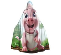 BYPPJGH Halloween Hooded Cape For Adult Pink Little Pig Full Length Cape Cloak Halloween Christmas Cosplay Costume For Men And Women