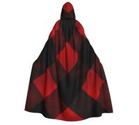 BYPPJGH Halloween Hooded Cape For Adult Plaid Red And Black Full Length Cape Cloak Halloween Christmas Cosplay Costume For Men And Women