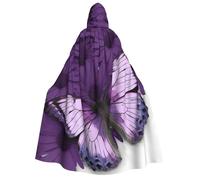 BYPPJGH Halloween Hooded Cape For Adult Purple Butterfly Full Length Cape Cloak Halloween Christmas Cosplay Costume For Men And Women