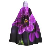 BYPPJGH Halloween Hooded Cape For Adult Purple Flower Full Length Cape Cloak Halloween Christmas Cosplay Costume For Men And Women