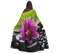 BYPPJGH Halloween Hooded Cape For Adult Purple Flower With Black Stone Full Length Cape Cloak Halloween Christmas Cosplay Costume For Men And Women