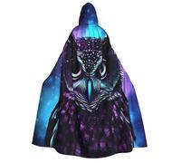 BYPPJGH Halloween Hooded Cape For Adult Purple Owl Full Length Cape Cloak Halloween Christmas Cosplay Costume For Men And Women