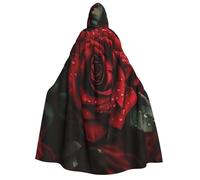 BYPPJGH Halloween Hooded Cape For Adult Red Rose Full Length Cape Cloak Halloween Christmas Cosplay Costume For Men And Women