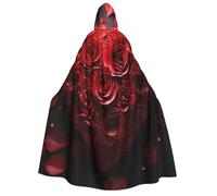 BYPPJGH Halloween Hooded Cape For Adult Red Rose Love Heart Full Length Cape Cloak Halloween Christmas Cosplay Costume For Men And Women