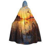 BYPPJGH Halloween Hooded Cape For Adult Reeds By The River Full Length Cape Cloak Halloween Christmas Cosplay Costume For Men And Women