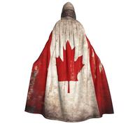 BYPPJGH Halloween Hooded Cape For Adult Retro Canada Flag Full Length Cape Cloak Halloween Christmas Cosplay Costume For Men And Women