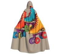 BYPPJGH Halloween Hooded Cape For Adult Retro Colorful Roller Skates Full Length Cape Cloak Halloween Christmas Cosplay Costume For Men And Women