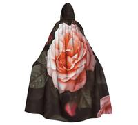 BYPPJGH Halloween Hooded Cape For Adult Rose Flower Full Length Cape Cloak Halloween Christmas Cosplay Costume For Men And Women