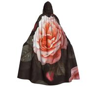 BYPPJGH Halloween Hooded Cape For Adult Rose Flower Full Length Cape Cloak Halloween Christmas Cosplay Costume For Men And Women