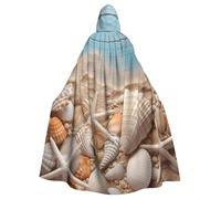 BYPPJGH Halloween Hooded Cape For Adult Sea Shells And Starfish Full Length Cape Cloak Halloween Christmas Cosplay Costume For Men And Women
