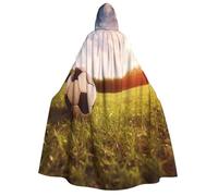BYPPJGH Halloween Hooded Cape For Adult Soccer Ball On A Field Full Length Cape Cloak Halloween Christmas Cosplay Costume For Men And Women