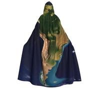 BYPPJGH Halloween Hooded Cape For Adult South America Satellite Image Full Length Cape Cloak Halloween Christmas Cosplay Costume For Men And Women