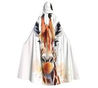 BYPPJGH Halloween Hooded Cape For Adult Stylish Animal Watercolor Giraffe Full Length Cape Cloak Halloween Christmas Cosplay Costume For Men And Women