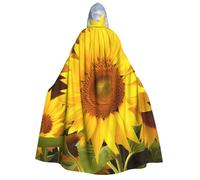 BYPPJGH Halloween Hooded Cape For Adult Sunflowers Full Length Cape Cloak Halloween Christmas Cosplay Costume For Men And Women