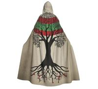 BYPPJGH Halloween Hooded Cape For Adult Tree Of Life Palestinian Flag Full Length Cape Cloak Halloween Christmas Cosplay Costume For Men And Women