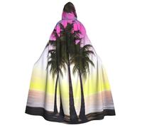 BYPPJGH Halloween Hooded Cape For Adult Tropical Palm Tree Full Length Cape Cloak Halloween Christmas Cosplay Costume For Men And Women