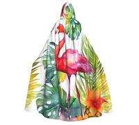BYPPJGH Halloween Hooded Cape For Adult Tropical Watercolor Pineapple Flamingo Full Length Cape Cloak Halloween Christmas Cosplay Costume For Men And Women