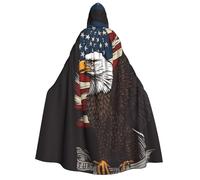 BYPPJGH Halloween Hooded Cape For Adult Usa Patriotic Eagle With American Flag Full Length Cape Cloak Halloween Christmas Cosplay Costume For Men And Women
