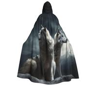 BYPPJGH Halloween Hooded Cape For Adult Wolf At Night Full Length Cape Cloak Halloween Christmas Cosplay Costume For Men And Women