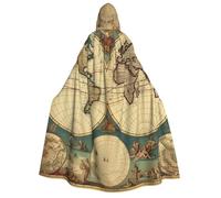 BYPPJGH Halloween Hooded Cape For Adult World Map Retro Full Length Cape Cloak Halloween Christmas Cosplay Costume For Men And Women