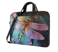 BYPPJGH Hand Painted Dragonfly Laptop Shoulder Bag For Men Women Briefcase Messenger Bag W/Strap Handle Waterproof Laptop Sleeve Bag 15.6 Inch