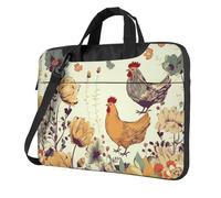 BYPPJGH Hen Flying Butterflies Among Flowers Laptop Shoulder Bag For Men Women Briefcase Messenger Bag W/Strap Handle Waterproof Laptop Sleeve Bag 15.6 Inch
