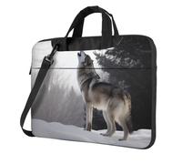 BYPPJGH Howling Wolf Laptop Shoulder Bag For Men Women Briefcase Messenger Bag W/Strap Handle Waterproof Laptop Sleeve Bag 14 Inch