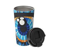 BYPPJGH Insulated Coffee Mug 17oz with Lid Hidden Carry Loop Stainless Steel Coffee Travel Mug Evil Eye Coffee Tumbler Coffe Cup for Men Women
