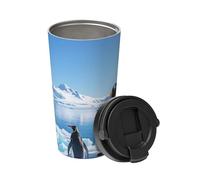 BYPPJGH Insulated Coffee Mug 17oz with Lid Hidden Carry Loop Stainless Steel Coffee Travel Mug Penguin Antarctica Ice Coffee Tumbler Coffe Cup for Men Women