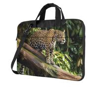 BYPPJGH Jaguar Cat On Tree Trunk Waterfall Laptop Shoulder Bag For Men Women Briefcase Messenger Bag W/Strap Handle Waterproof Laptop Sleeve Bag 14 Inch