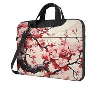 BYPPJGH Japanese Floral Cherry Blossom Laptop Shoulder Bag For Men Women Briefcase Messenger Bag W/Strap Handle Waterproof Laptop Sleeve Bag 15.6 Inch