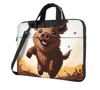 BYPPJGH Jumping Boar Animation Laptop Shoulder Bag For Men Women Briefcase Messenger Bag W/Strap Handle Waterproof Laptop Sleeve Bag 13 Inch