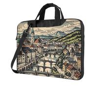 BYPPJGH Landscape Painting Laptop Shoulder Bag For Men Women Briefcase Messenger Bag W/Strap Handle Waterproof Laptop Sleeve Bag 14 Inch