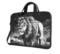 BYPPJGH Lion Black And White Illustration Laptop Shoulder Bag For Men Women Briefcase Messenger Bag W/Strap Handle Waterproof Laptop Sleeve Bag 14 Inch