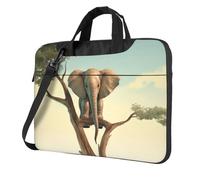 BYPPJGH Little Elephant On Tree Laptop Shoulder Bag For Men Women Briefcase Messenger Bag W/Strap Handle Waterproof Laptop Sleeve Bag 14 Inch