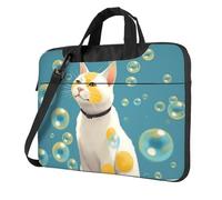 BYPPJGH Many Bubbles And A Cat Laptop Shoulder Bag For Men Women Briefcase Messenger Bag W/Strap Handle Waterproof Laptop Sleeve Bag 13 Inch