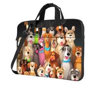 BYPPJGH Many Cute Dogs Laptop Shoulder Bag For Men Women Briefcase Messenger Bag W/Strap Handle Waterproof Laptop Sleeve Bag 14 Inch