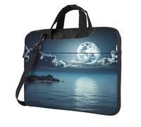 BYPPJGH Moon Ocean Landscape Laptop Shoulder Bag For Men Women Briefcase Messenger Bag W/Strap Handle Waterproof Laptop Sleeve Bag 15.6 Inch